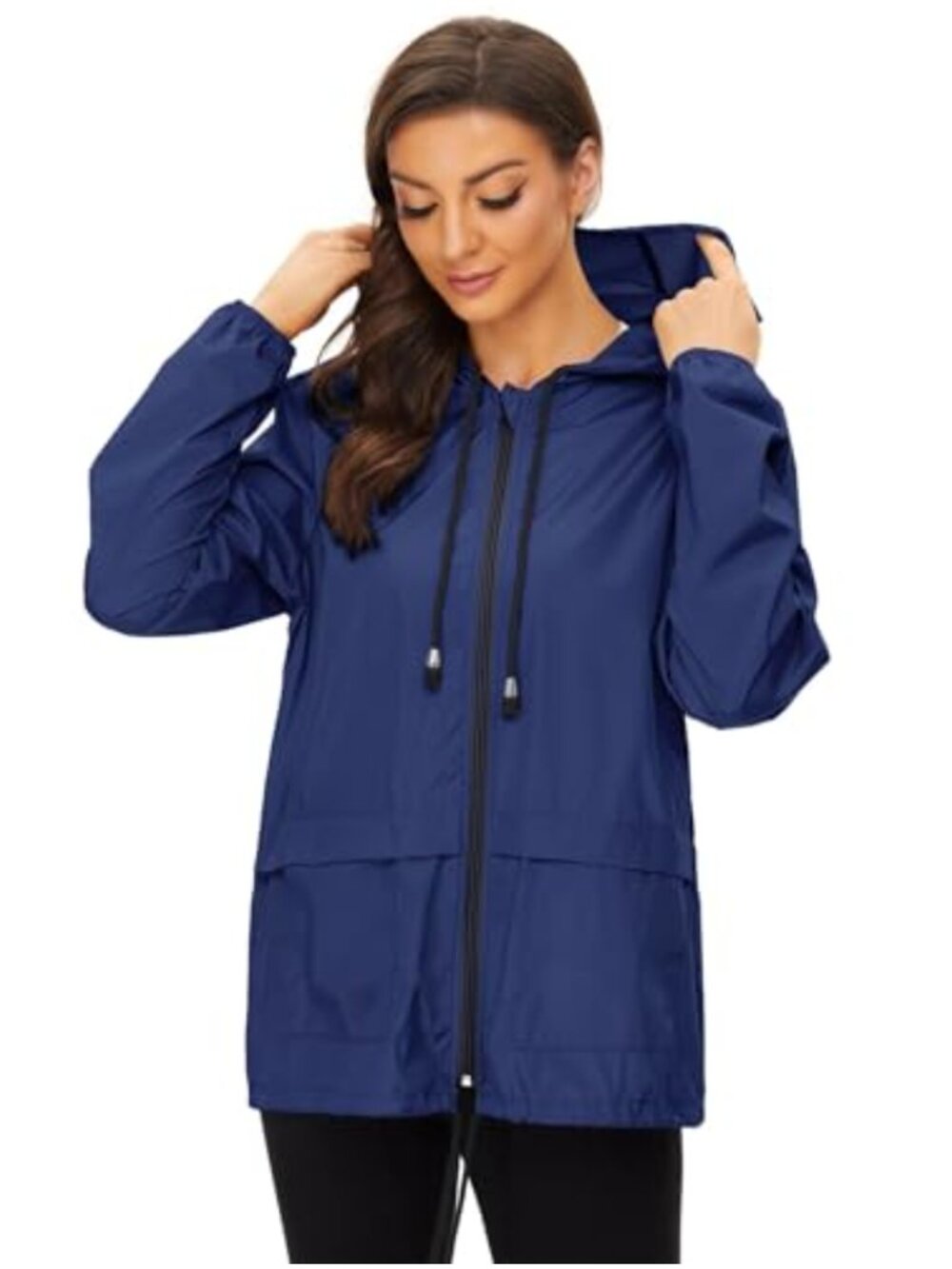 Women's Lightweight Waterproof Rain Jacket Packable Windbreaker Trench